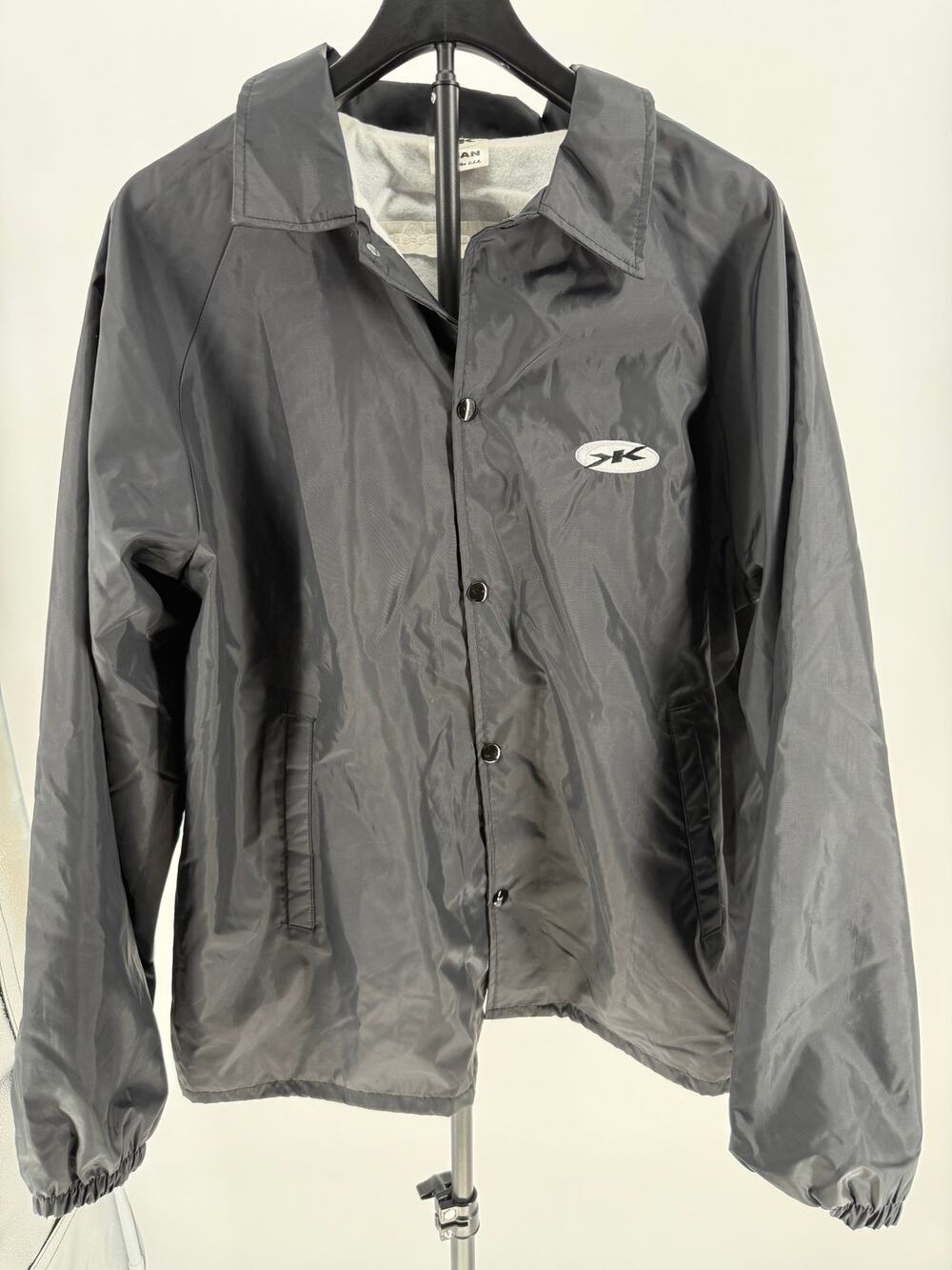 Vintage KLEAN USA Made Coach Jacket Mens Black Nylon Snap Front Streetwear